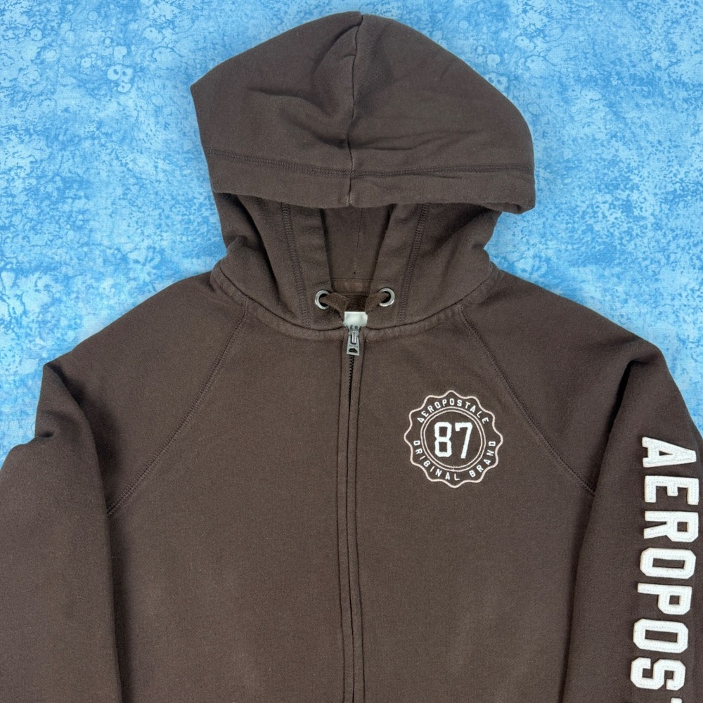 Aeropostale Womens Brown Full Zip Hoodie Sweatshirt Graphic Logo Size S - Picture 4 of 11